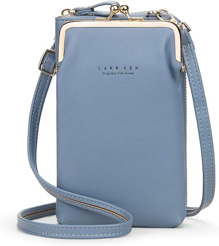 Vista 16 de Bolsa cruzada de piel para teléfono celular, con ranuras para tarjetas con protección de interferencia de radiofrecuencia (RFID), de cuero