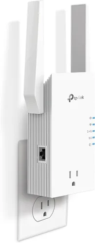 Vista 9 de TP-Link Extensor de alcance WiFi 6 AX3000 Elección del editor de PCMag Repetidor inalámbrico de doble banda con puerto Ethernet Hasta 2400