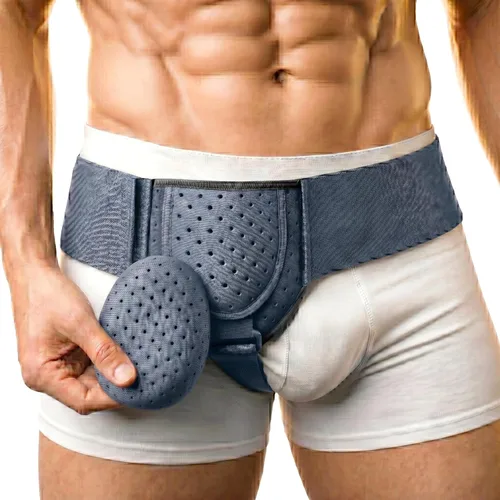 Vista 10 de BLITZU Cinturón de soporte de hernia inguinal para hombres y mujeres, armadura ajustable para hernia del lado izquierdo o derecho con almohadilla