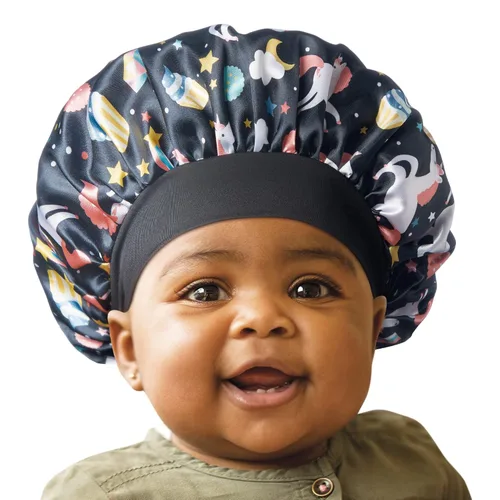 Red by Kiss Gorro de Satén para Bebés para Dormir, Suave, Elástico y Seguro, Protege el Cabello del Bebé del Encrespamiento y la Rotura, Puntos