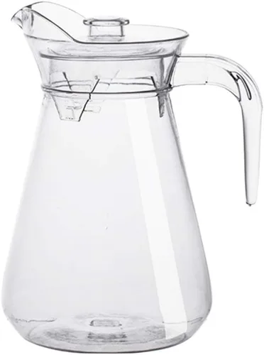 Cabilock Jarra de agua, jarra de agua acrílica con tapa, jarra de té helado con asa, jarra de agua transparente para vino, café, leche y jugo, jarra