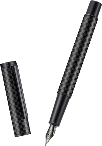 Vista 10 de HONG DIAN Forest Pro - Pluma estilográfica de latón macizo, punta media, diseño clásico, pluma de cobre de escritura suave con convertidor