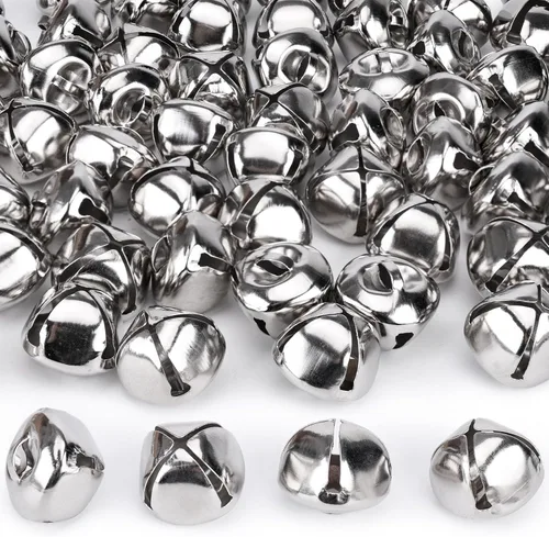 MCPINKY 300 PIEZAS Cascabeles a Granel, Cascabeles de Manualidades de 1 Pulgada para Manualidades DIY, Decoración Navideña y del Hogar, Plateado