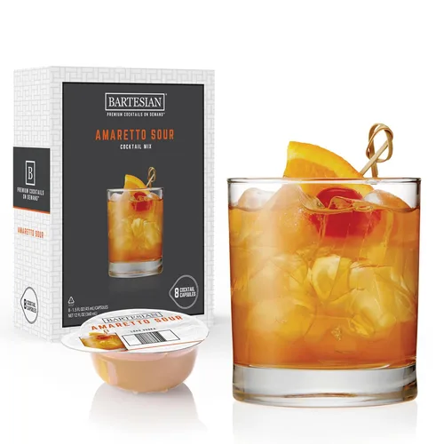 Vista 2 de Bartesian Amaretto - Cápsulas mezcladoras de cóctel agrias, paquete de 8 cápsulas de cóctel, para coctelera Bartesian Premium (55414)