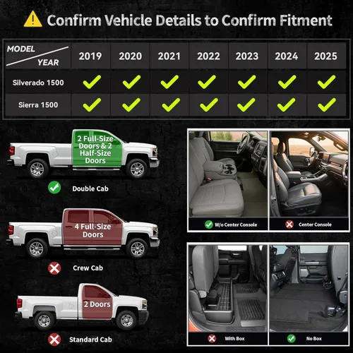 Vista 3 de OEDRO Alfombrillas aptas para Chevrolet Silverado GMC Sierra 1500 2019-2026