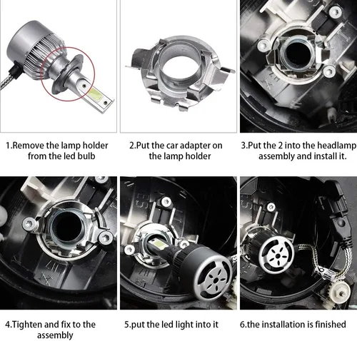 Vista 6 de H7 - Adaptador de bombilla LED para Jetta Mercedes-Benz Audi BMW E85 X5 Nuevo Bora Sagitar 2