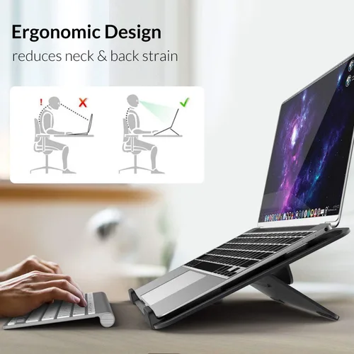 Vista 4 de Avantree YS104 - Soporte de refrigeración ajustable de aluminio para computadora portátil, soporte portátil para iPad, tableta y libro, elevador