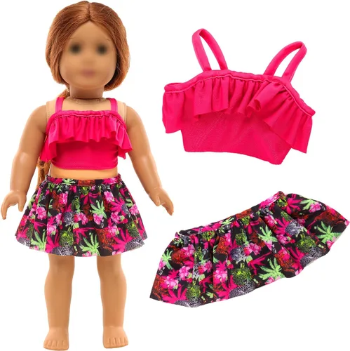 Vista 2 de Barwa Accesorios de ropa de muñeca de 18 pulgadas, 3 conjuntos de trajes de princesa cola de sirena, vestido de traje de baño, bikini, parte