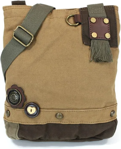 Vista 8 de Chala Bolsos de lona Crossbody Messenger Bags con blanco delgado gato monedero Combo (marrón), Marrón