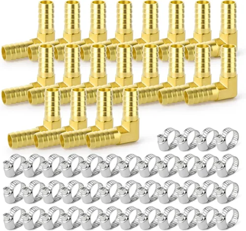 Vista 20 de GASHER 2 Piezas de Conector de Espiga de Manguera de Latón, Conector de Manguera de 3 Vías en T (3/4" x 3/4" x 3/4" Espiga de Manguera) con 6