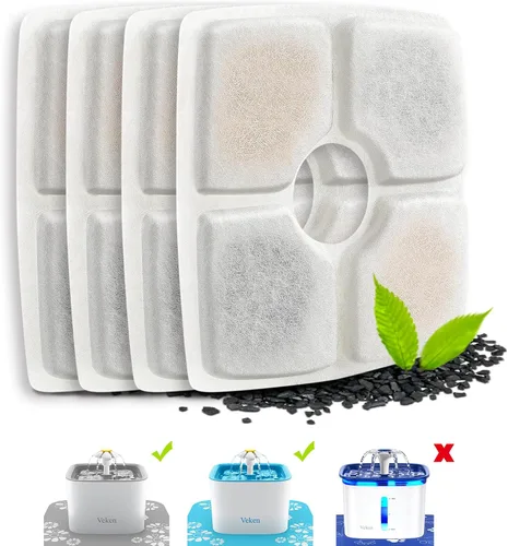 Filtros de repuesto Veken para dispensador automático de agua de 2.5 litros/84 onzas, para mascotas y gatos, fuente de agua para perros
