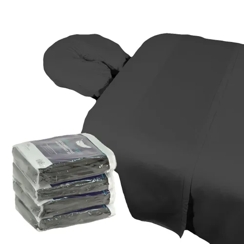 Vista 13 de Juego de sábanas de microfibra para mesa de spa de masaje, 3 piezas, resistente a las arrugas, incluye sábana plana, sábana bajera y funda para Gris