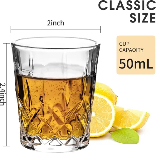 Vista 2 de JAIEF Vasos de chupito de tequila de 1.7 onzas con base pesada, vasos de cristal cordial (4)