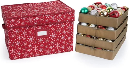 Vista 24 de Covermates Keepsakes – Caja de almacenamiento ajustable de 72 piezas – Capacidad para adornos de 4 pulgadas – Resistente – Asas – apilables