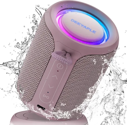 Altavoz Bluetooth inalámbrico, IP67 impermeable y a prueba de polvo altavoz portátil con luces, sonido estéreo fuerte de 15 W, batería de 2500 mAh