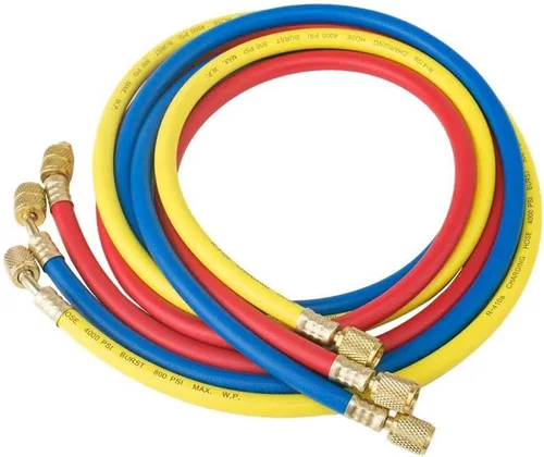 Vista 2 de Mangueras de carga de refrigerante con medidor de colector de diagnóstico para carga de refrigerante R410A R22 R404, juego de manguera de rosca