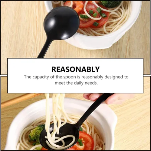 Vista 3 de UPKOCH Cucharas de sopa desechables grandes de plástico, cucharón de papilla, cucharón de papilla, cucharas para servir cucharas para fideos ramen