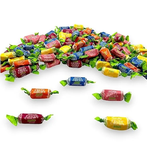 Vista 4 de Sour Bulk - Masticables de frutas, 1.5 libras de envueltas individualmente, sin gluten y sin maní, surtido de frutas con sabor a frambuesa azul