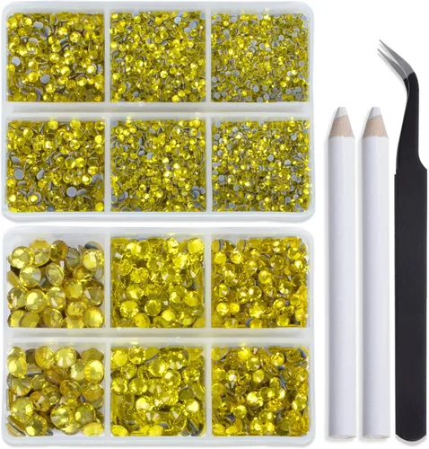Vista 60 de Bymitel Hotfix - Gemas redondas de diamantes de imitación de cristal para manualidades, mezcla de 6 tamaños con kit de lápiz de cera, negro