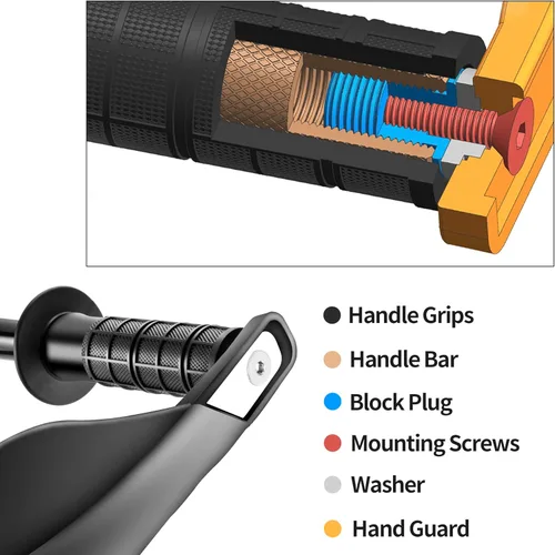 Vista 2 de RUTU - Kit universal de 7/8" CNC para manillar y protectores de motocicleta con empuñaduras, almohadilla para el pecho, abrazadera