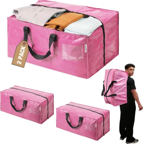 Vista 14 de WORKPRO 1 paquete de bolsas de mudanza extra grandes con cremalleras y asas de transporte, correas de mochila, bolsa de almacenamiento resistente