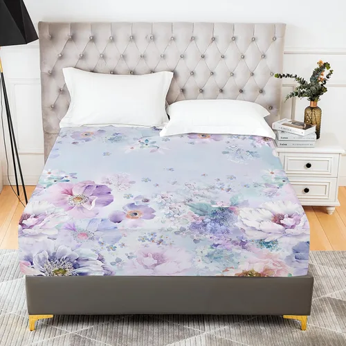 Vista 20 de YIYEA Sábana Bajera con Flores, Sábana Bajera de Bolsillo Profundo de Microfibra Cepillada Doble Premium Tamaño Individual, Sábana Bajera Inferior