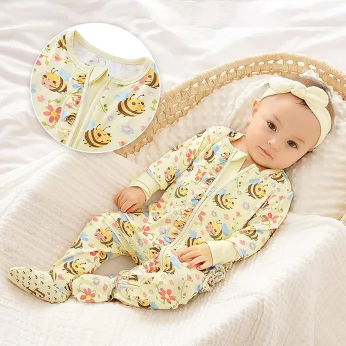 Vista 3 de Footie Ruffled Zippered Viscose from Bamboo One-Piece Baby Clothes 0-36 Months