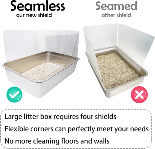 Vista 5 de YOILES 3 piezas de protectores contra salpicaduras de orina para caja de arena de gato, protector contra salpicaduras transparente fácil de limpiar