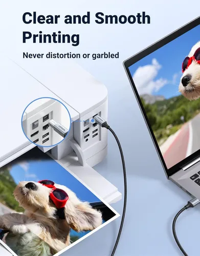 Vista 4 de UGREEN Cable de impresora, USB A a B de 6 pies, cable de escáner USB B trenzado de nailon compatible con Epson, Canon, HP, Brother, Dell, Samsung