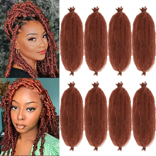 Vista 9 de 3 paquetes de cabello rizado afro elástico de 10 pulgadas, cabello trenzado Marley Twist 1B preseparado de ganchillo sintético suave para rastas