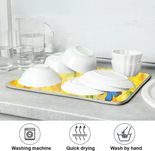 Vista 119 de Tapete de secado de platos de gnomos del día de San Patricio para encimera de cocina, tréboles, tapete de secado de microfibra, absorbente