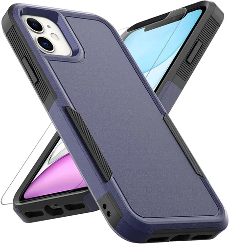 Vista 10 de MDCN Funda para iPhone 11: funda protectora de doble capa resistente para teléfono celular, a prueba de golpes, resistente, con protector