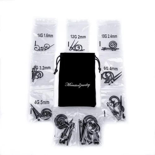Vista 7 de Memsion Ear Stretching Kit 54 Pieces 14Gauges-00Gauges Earrings Piercing Kit