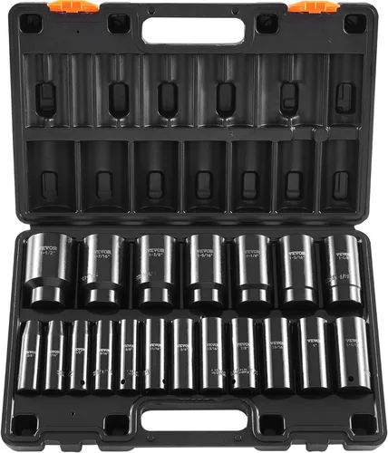 Vista 10 de Vevor - Juego de 19 vasos de impacto de 1/2 pulgada, juego de vasos de 1/2 pulgada de 6 puntas hexagonales de impacto estándar SAE