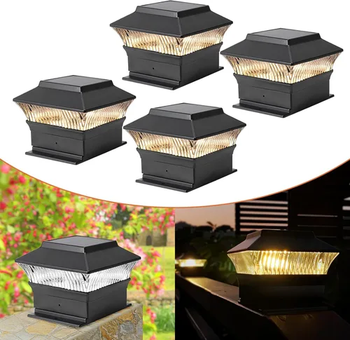 Vista 21 de Luces solares modernas para tapa de poste #2 (se adapta al poste de 4 x 4, nominal 5 x 5), 50 lúmenes con tres opciones de temperatura de color, luz