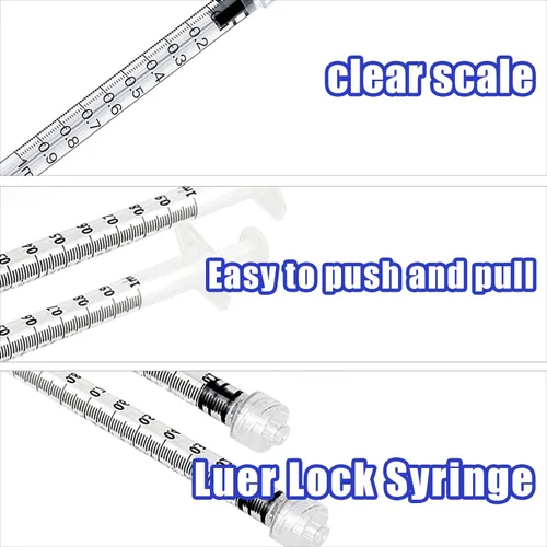 Vista 5 de Paquete de 4 jeringas Luer Lock de plástico de 2.3 fl oz, jeringa de medición selladas individualmente para laboratorios científicos, medición