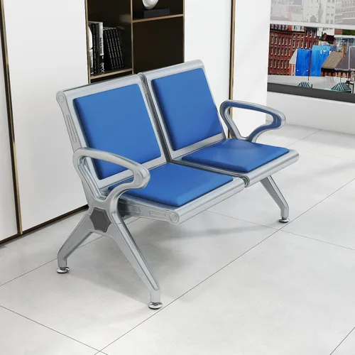Vista 9 de Kinfant Banco de sala de espera de 2 asientos, sillas de sala de recepción con brazos, sillas de recepción de aeropuerto, sillas de vestíbulo Negro
