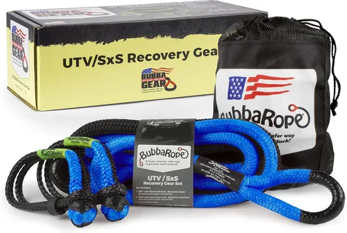Bubba Rope Juego de equipo de recuperación de remolque todoterreno Heavy-Duty para ATV, UTV y SxS - Cuerda de recuperación Power Stretch, 5/8" x 20'