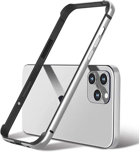 Vista 8 de Funda rígida delgada con marco de aluminio para iPhone 13 Pro, armadura de marco de metal con protección interior suave, protección de borde elevado