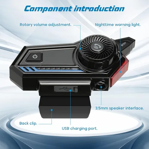 Vista 5 de Casco de motocicleta Bluetooth, Bluetooth 5.3 EDR inalámbrico para motocicleta, respuesta automática, auriculares de alta calidad de sonido