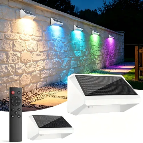 Vista 27 de Luces solares para valla al aire libre, paquete de 12 luces RGB Negro