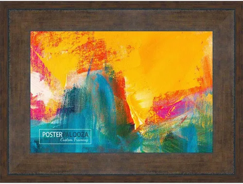 Vista 5 de Poster Palooza 23x32 Contemporary Antique Gold Complete Wood Picture Frame with UV Acrylic Plexiglass, Foam Board Backing & Hardware Included