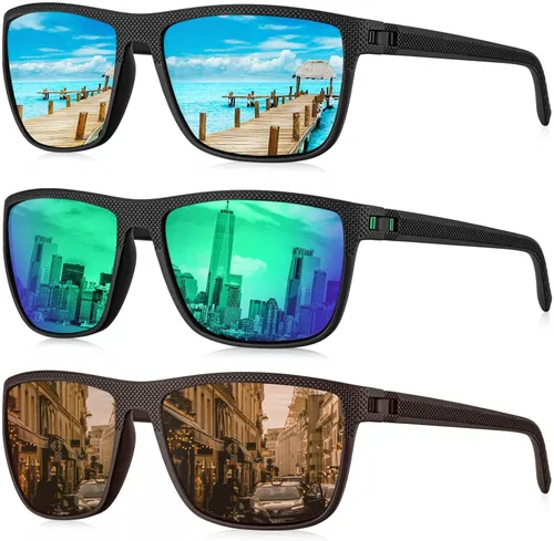 Vista 16 de KALIYADI Gafas de sol polarizadas para hombre, gafas de sol ligeras con protección UV para conducir, pescar y jugar golf