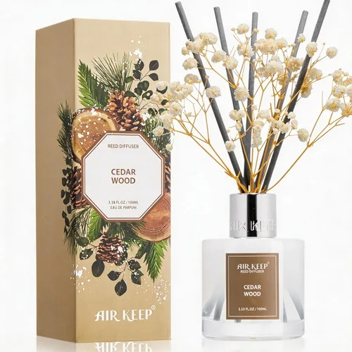 Vista 10 de Airkeep Juego de difusor de varillas – 3.38 onzas líquidas (3.4 fl oz), difusor de aroma de bambú para el hogar, incluye 8 varillas difusoras