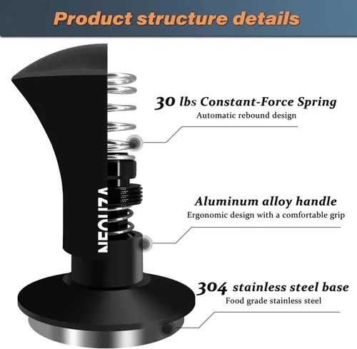 Vista 6 de NEOUZA Espresso Tamper V2 2.000 in Dual Calibrado Muelle Cargado para Cafetera Portafiltro, Anti Deflexión de Presión, Mango Refinado, Base