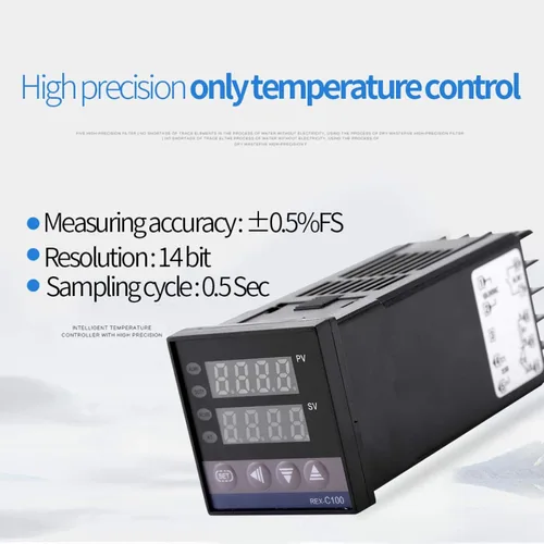 Vista 5 de Jeanoko Controlador de temperatura PID digital AC110V-240V, interruptor de control de temperatura de pantalla LED REX-C100, ampliamente aplicado a