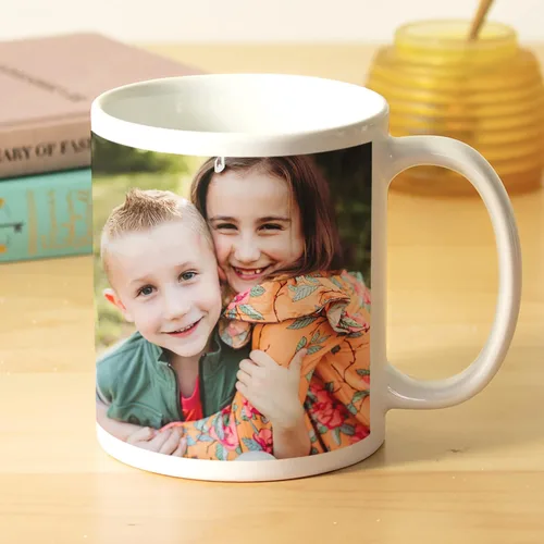 Vista 3 de Let's Make Memories Taza de fotos personalizada con mensaje, 11 onzas, mango negro, para él