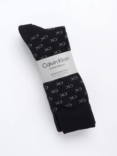 Vista 2 de Calvin Klein Calcetines de vestir para hombre, mezcla de algodón, calcetines a rayas (paquete de 4)