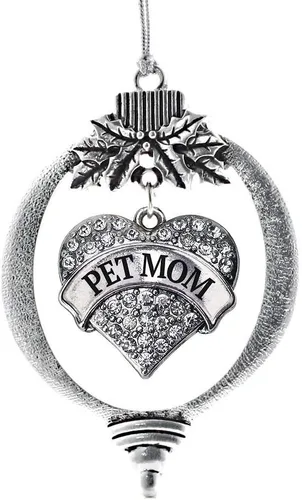 Vista 102 de Inspired Silver Adornos festivos de dije de corazón pave de plata con circonitas cúbicas