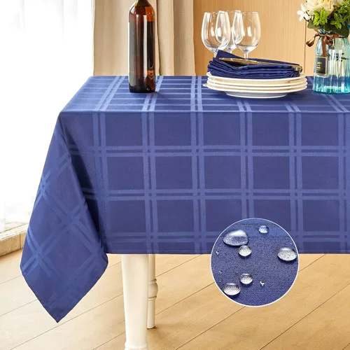Vista 11 de Mebakuk Mantel rectangular de lino para casa de campo, impermeable, antiencogimiento, suave y resistente a las arrugas, mantel decorativo de tela